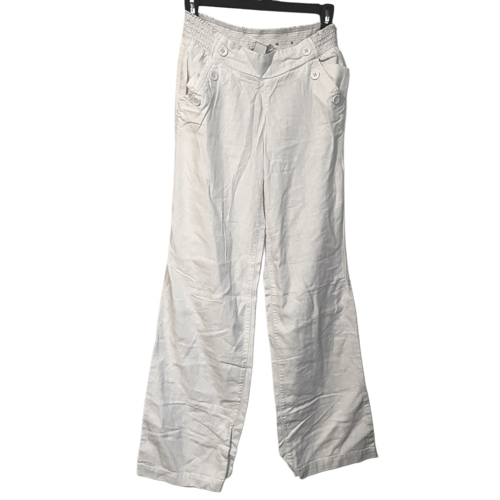 Candie’s White Linen Trousers- Women’s Wide-Leg Casual Pants – Size 0